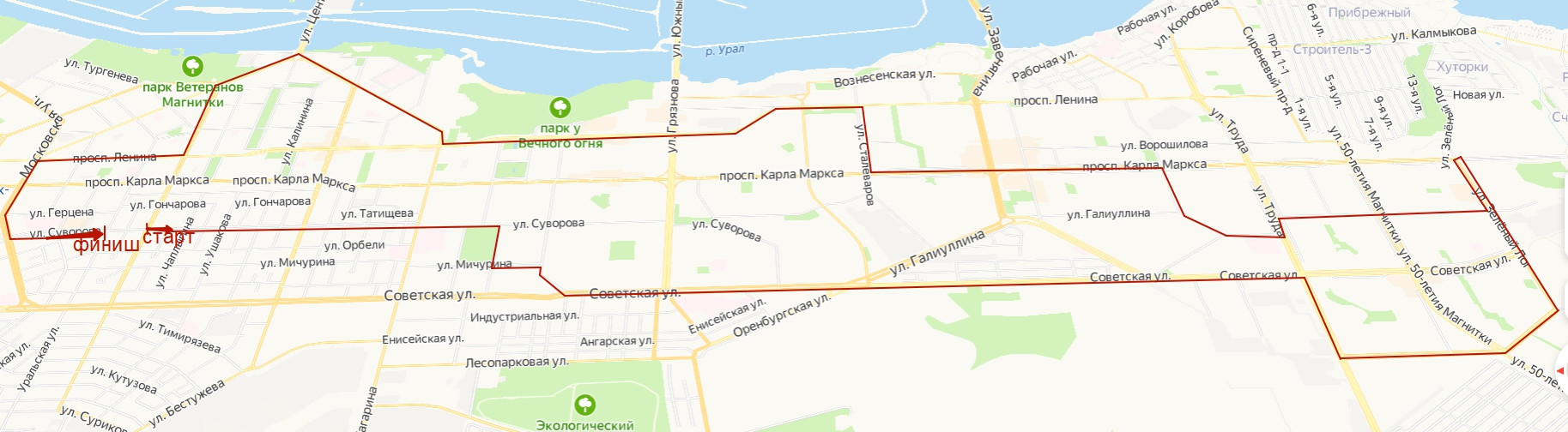 маршрут для исследования городских дорог