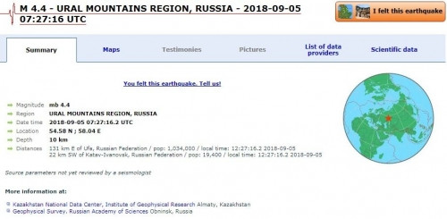 Еще одно землетрясение. Зарегистрированы очередные подземные толчки на Южном Урале
